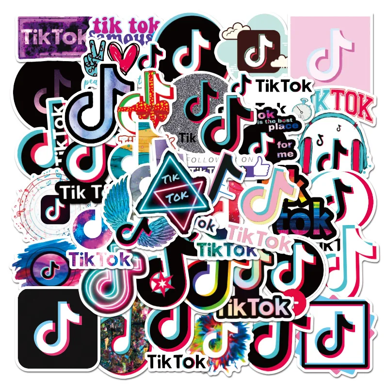 50 шт./компл. модные 3D наклейки TikTok для ноутбука чемодана компьютера