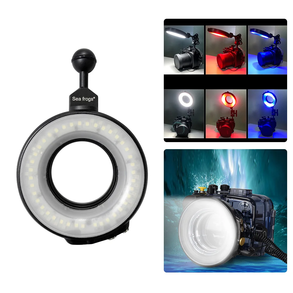 Водонепроницаемая светодиодная Кольцевая вспышка для видеокамеры лампа с