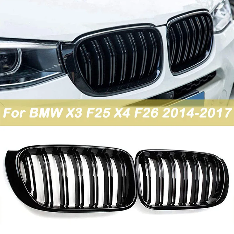 

2 шт., сетчатая накладка на решетку радиатора автомобиля, для BMW X3, X4, F25, F26, 2014, 2015, 2016, 2017