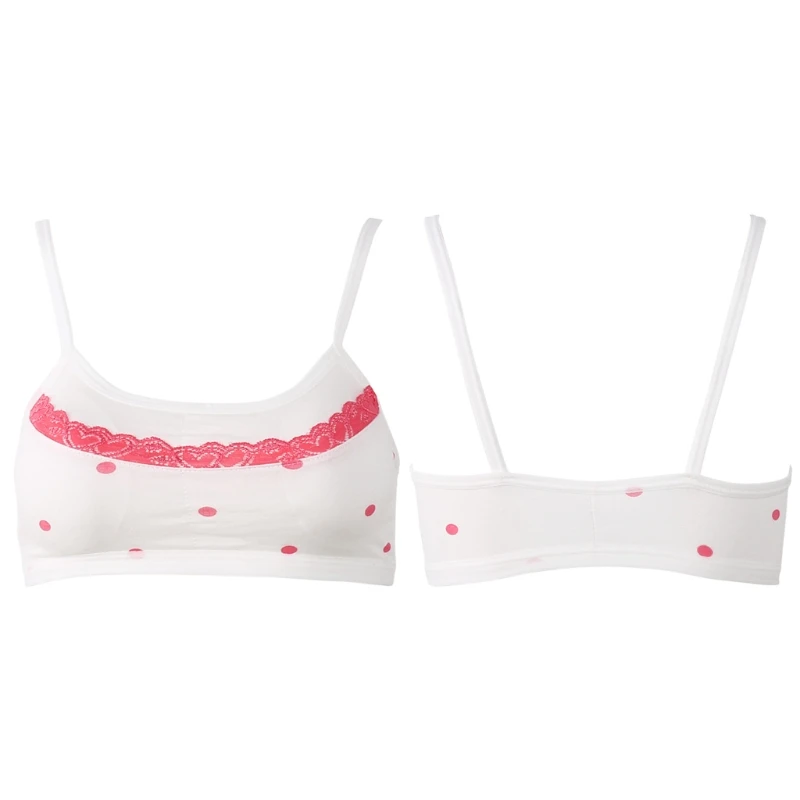 

Young Girls Lace Dot Training Bra Teenage Kids Soft Cotton Sport Underwear Tops