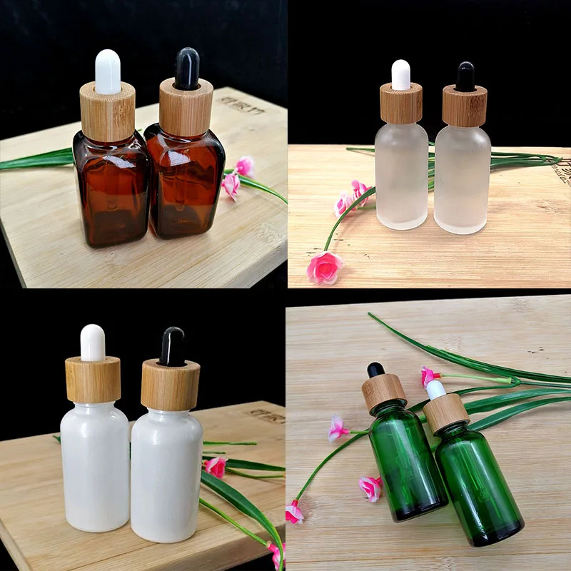 

50pcs Glass dropper pipette lid essential oil bottle cap Eco-friendly wooden essential oil bottle top 5/10/15/20/50/100ml