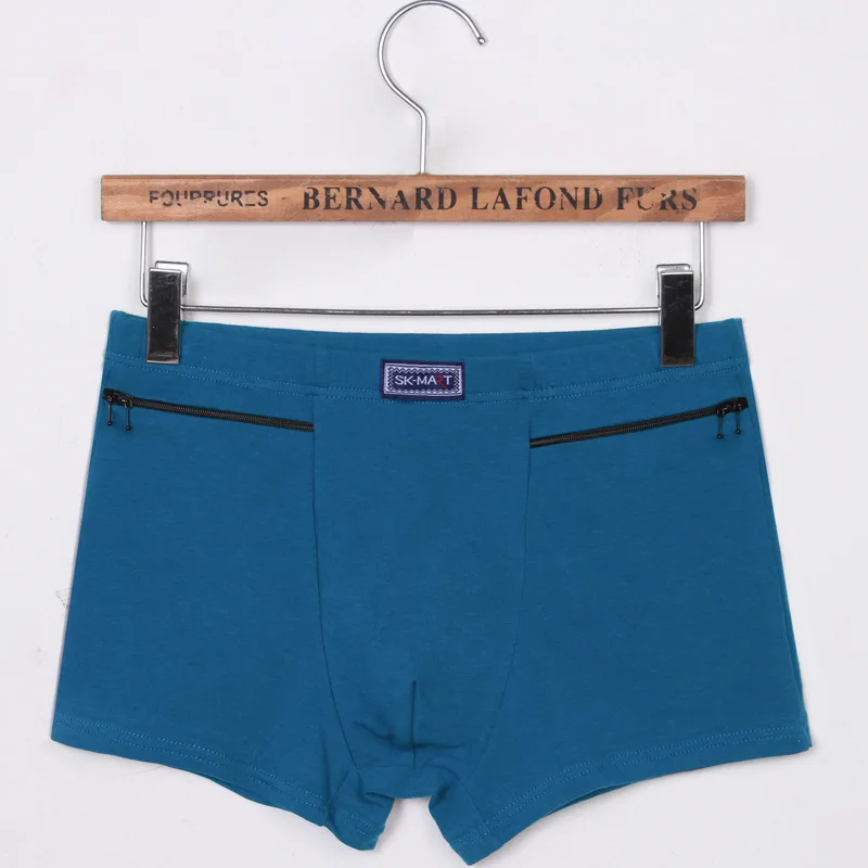 Мужские трусы-боксеры с карманами хлопковые трусы двумя молниями защитой от