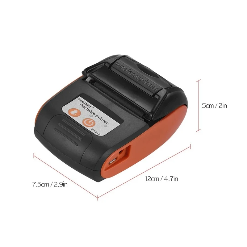 GOOJPRT PT-210 Portable Thermal Printer Handheld 58mm Receipt for Retail Stores Restaurants Factories Logistics US Plug | Компьютеры и