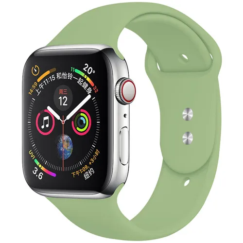 mint 24 Спортивный ремешок для Apple Watch ремешок 44 мм 40 4 3 iwatch ремешок 42 мм 38 мм силиконовый pulseira ремешок для часов Браслет Apple watch 5 ремешок 44 мм - Цвет ремешка: mint 24
