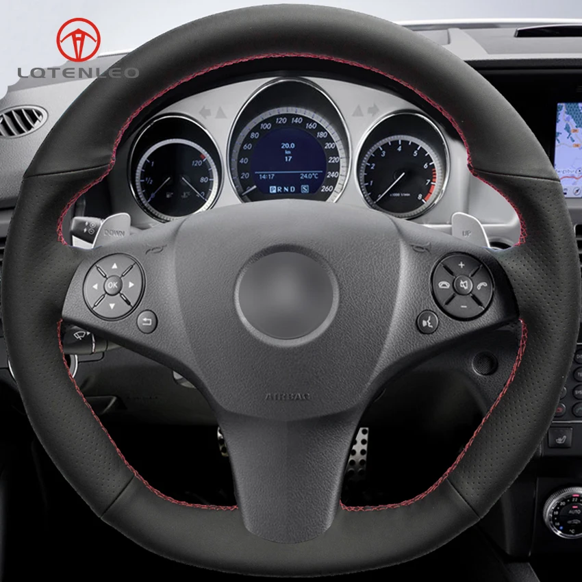 LQTENLEO черный чехол рулевого колеса автомобиля из искусственной кожи для Mercedes-Benz