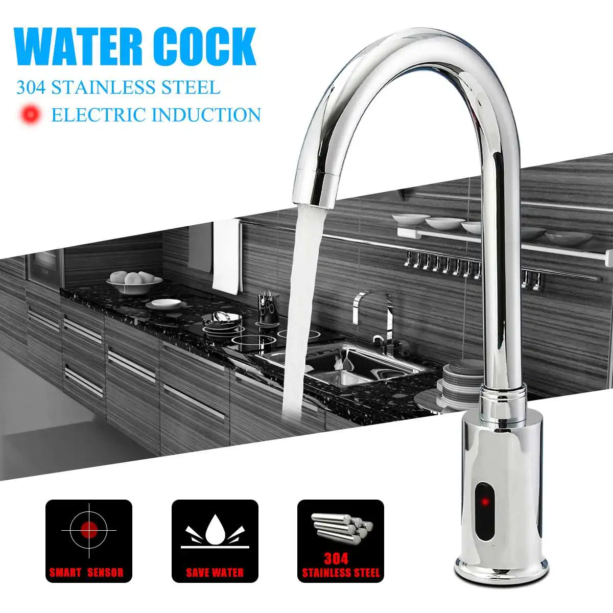 

Electronic Automatic Sensor Control Infrared Kitchen Water Faucet Bathroom Modern Sink Tap Basin Sense Faucet Hands Tact Free
