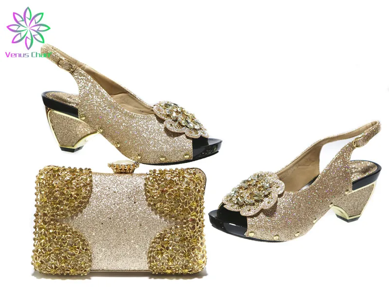 Новый дизайн в нигерийском стиле Женский комплект из обуви и сумки африканском