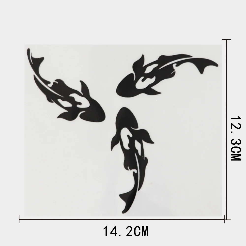 YJZT 14.2CM×12.3CM Vinyl Marine Fish In Circles Decal Car Stickers Black/Silver 13D-1259