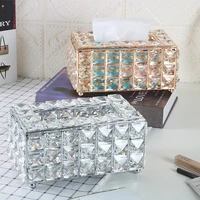 new rhinestone tissue box paper rack office table accessories facial case holder napkin tray for home hotel car decoration