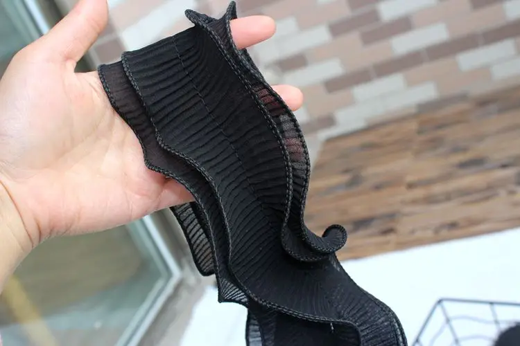 Двухслойная шифоновая плиссированная кружевная тесьма 4 метра ширина 7 см сумка