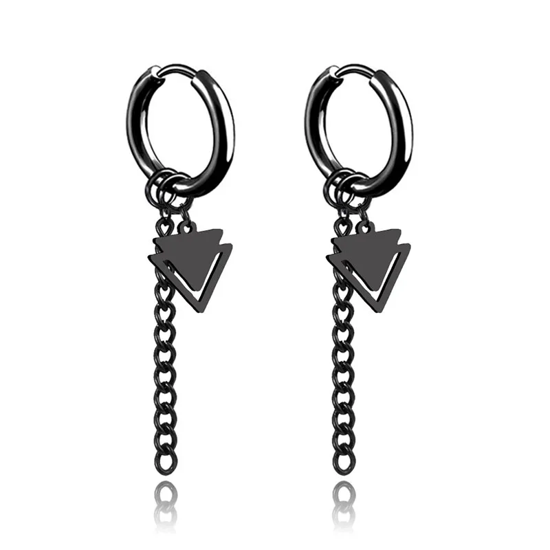 

HMES 1Pcs Black Triangle Earrings Pendant Punk Men And Women Earrings Party Jewelry Accessories Gifts