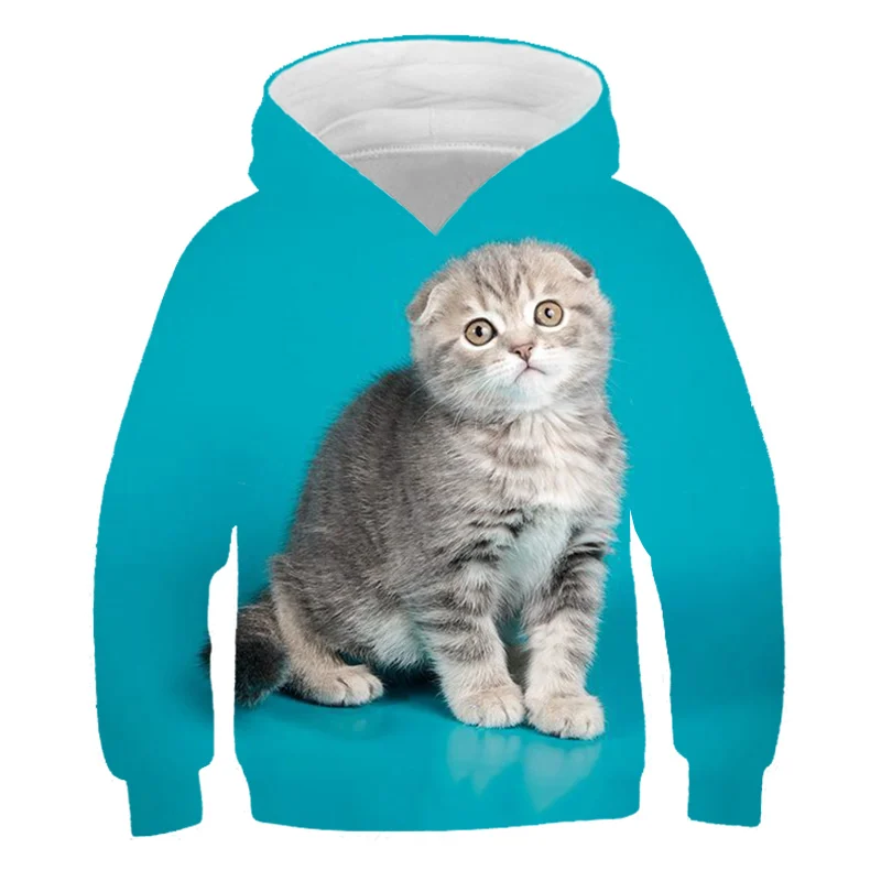 

Cute cat Boys and girls long-sleeved printed 3D cat tops for children's wear in autumn/Winter 2020 hoodies