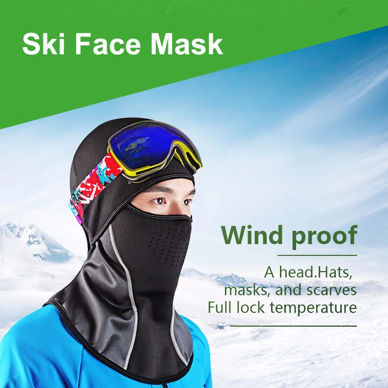 ROCKBROS Winter Windproof Keep Warm Cycling Cap Fleece Thermal Ski Balaclava Bicycle Face Mask Hat Headwear Bike Caps | Спорт и