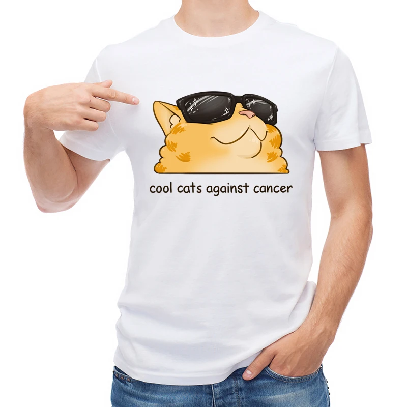 

TEEHUB Funny Cool Cat Printed Men T Shirt Fashion Sunglass Cat T-shirt Short Sleeve O-Neck Tops Casual Tees