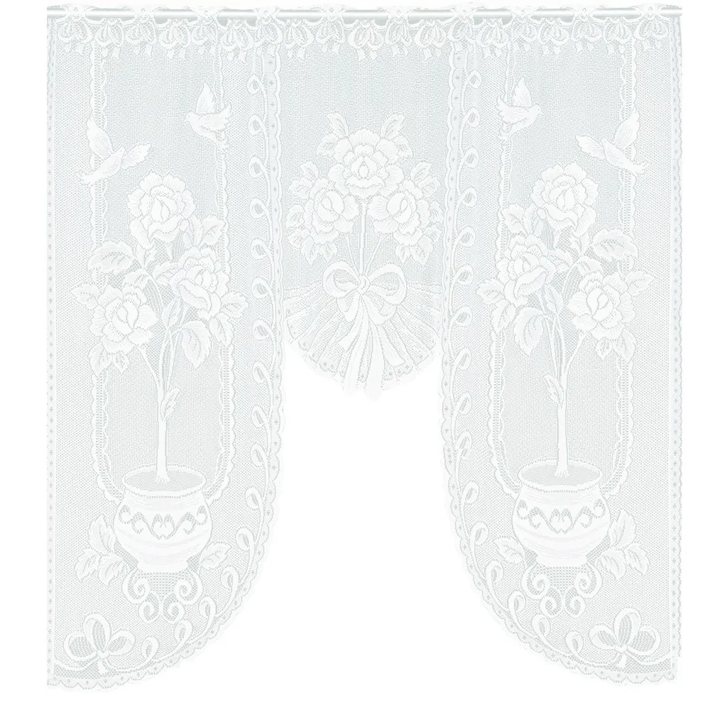 Шторы в винтажном стиле кружевные Фотошторы с шарфом белыми цветами для гостиной