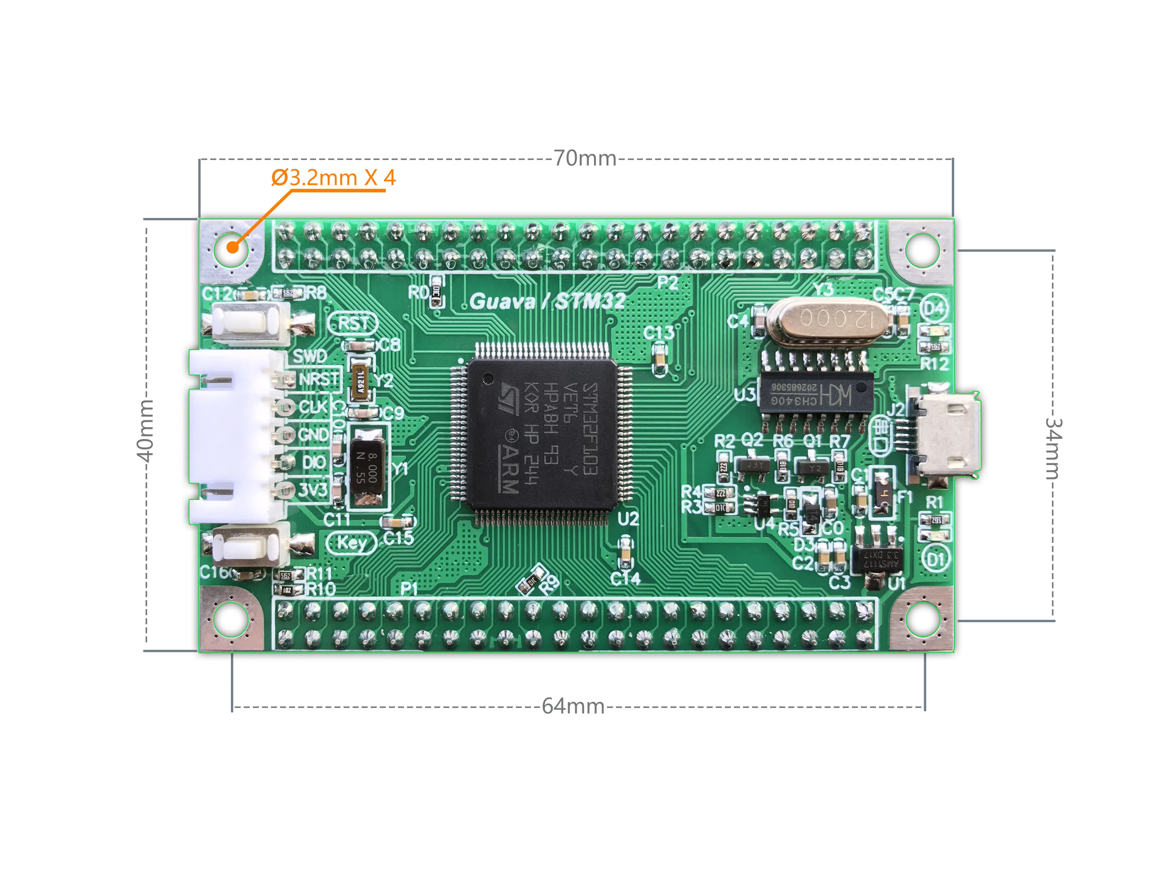 Минимальная плата разработки системы STM32F103VET6 USB серийная загрузка детской