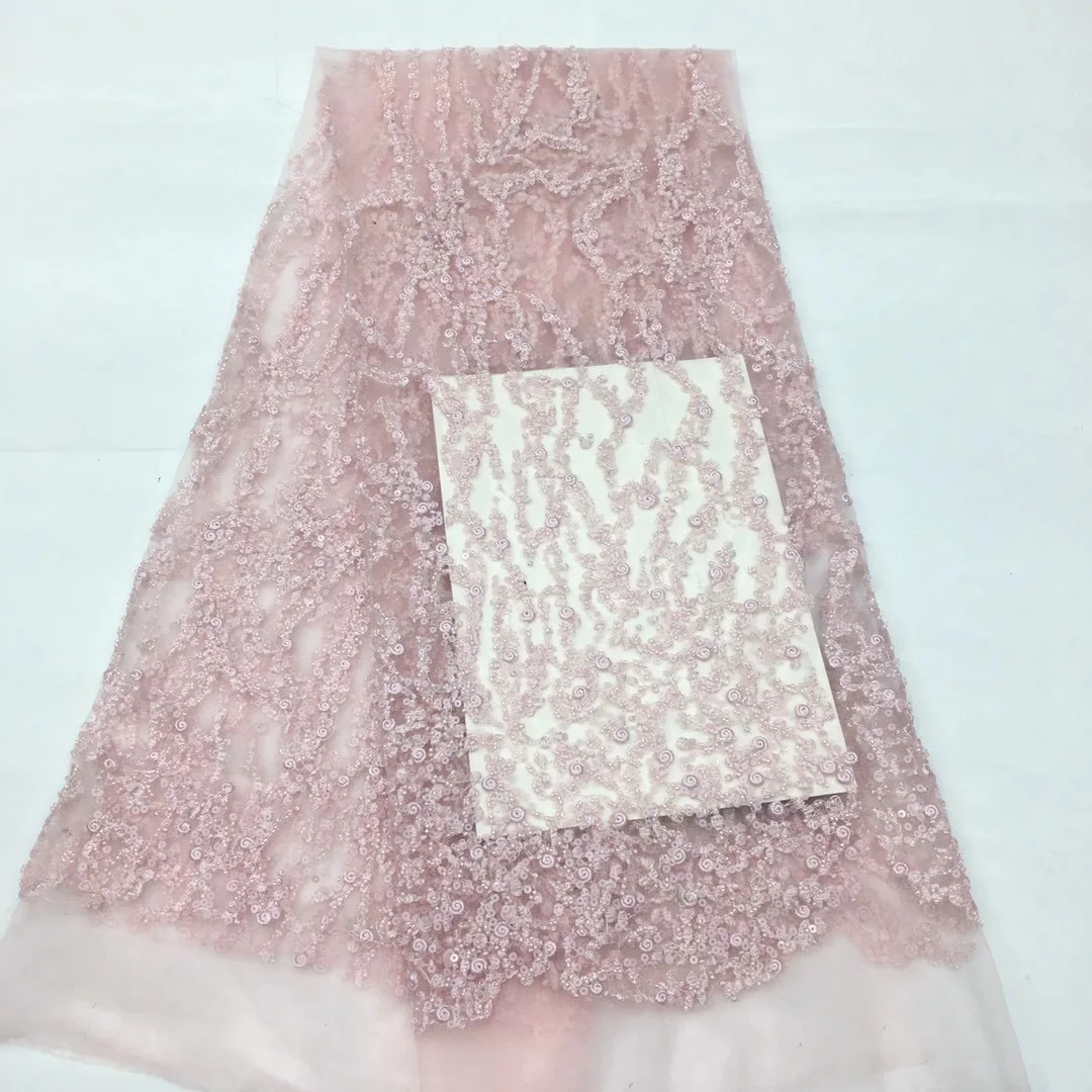 

Женская роскошная кружевная ткань ручной работы из бисера, вышитая бисером кружевная ткань, Африканское французское Тюлевое кружево XX4600