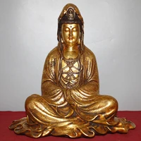 13chinese folk collection old purple bronze gilt real gold guanyin bodhisattva buddha sitting buddha ornaments town house