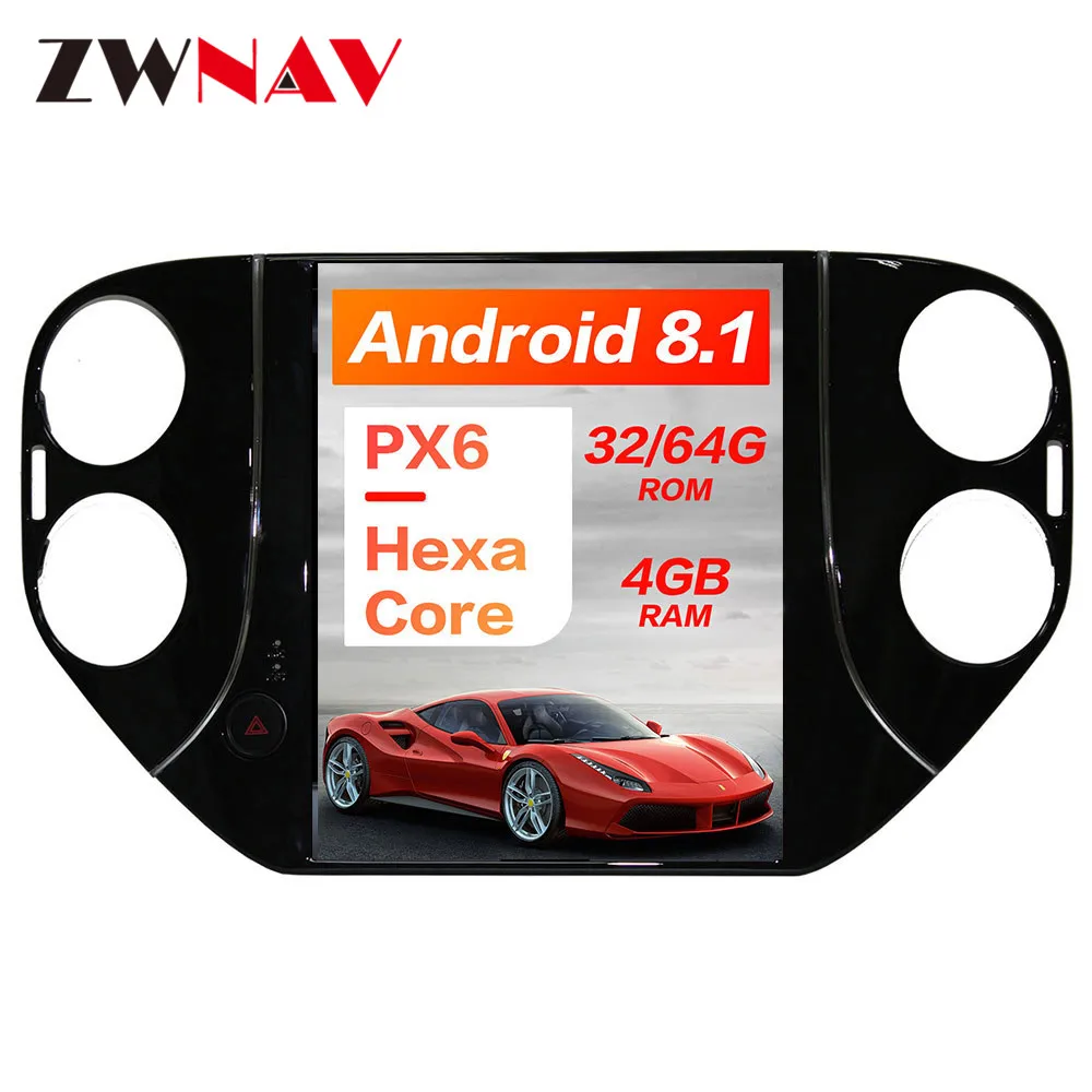 PX6 4 Гб ОЗУ Тесла стиль Android 8,1 Автомобильный gps навигация для Volkswagen Tiguan 2007- головное устройство Мультимедиа Радио магнитофон