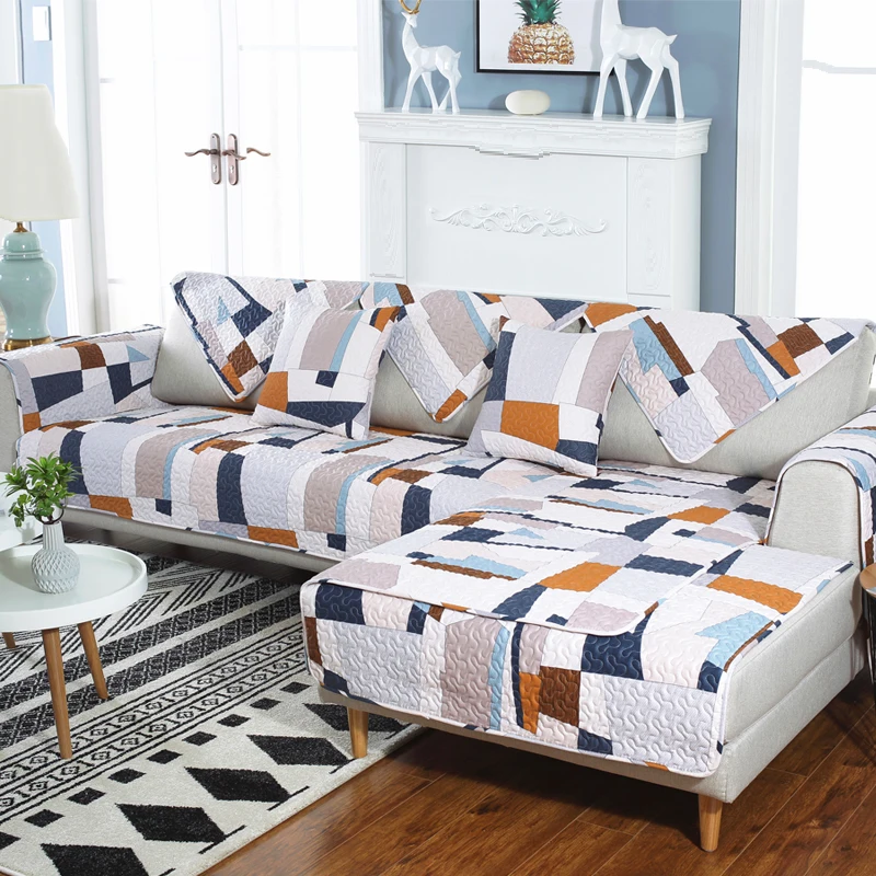 100% Cotton fabric sofa cushion four seasons universal cover towel full non-slip Nordic fresh cotton living room | Дом и сад