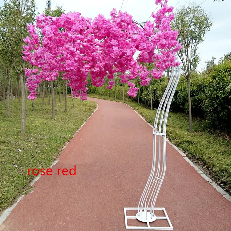 

2.6M White Cherry Blossom Tree Roman Column road lead Simulation Cherry Flower with Iron Arch Frame For Wedding party Props