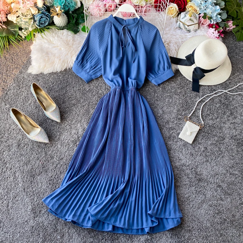 Винтажное длинное платье миди с узким бантом 2020 Летняя туника элегантное офисное