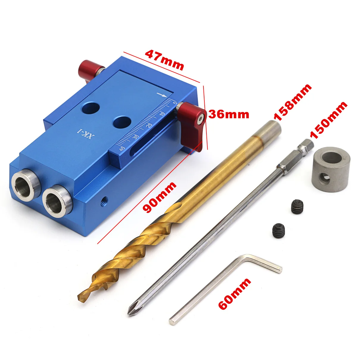 

Pocket Hole Jig System Kit Adjustable Aluminum Alloy Oblique Hole Positioning Locator Drill Guide Woodworking Tool