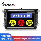 Podofo 2 Din Android 10 8 + 128 GPS Автомобильный мультимедийный плеер Авто радио для VWVolkswagenGolfPoloPassatb7b6leonSkoda