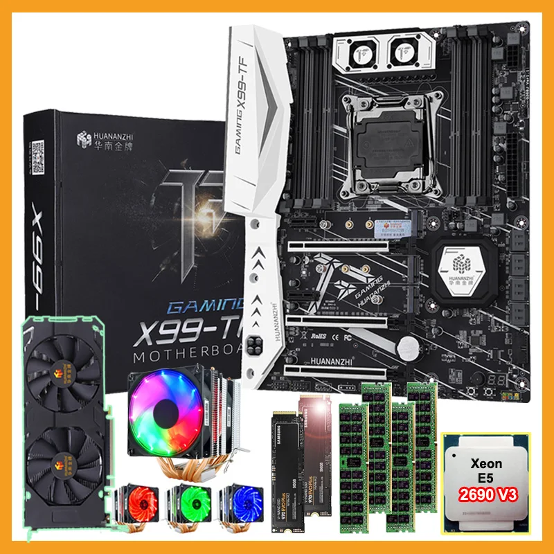 HUANANZHI X99 TF материнская плата комбо с двойной 500 г M.2 SSD WI FI Процессор 2690 V3