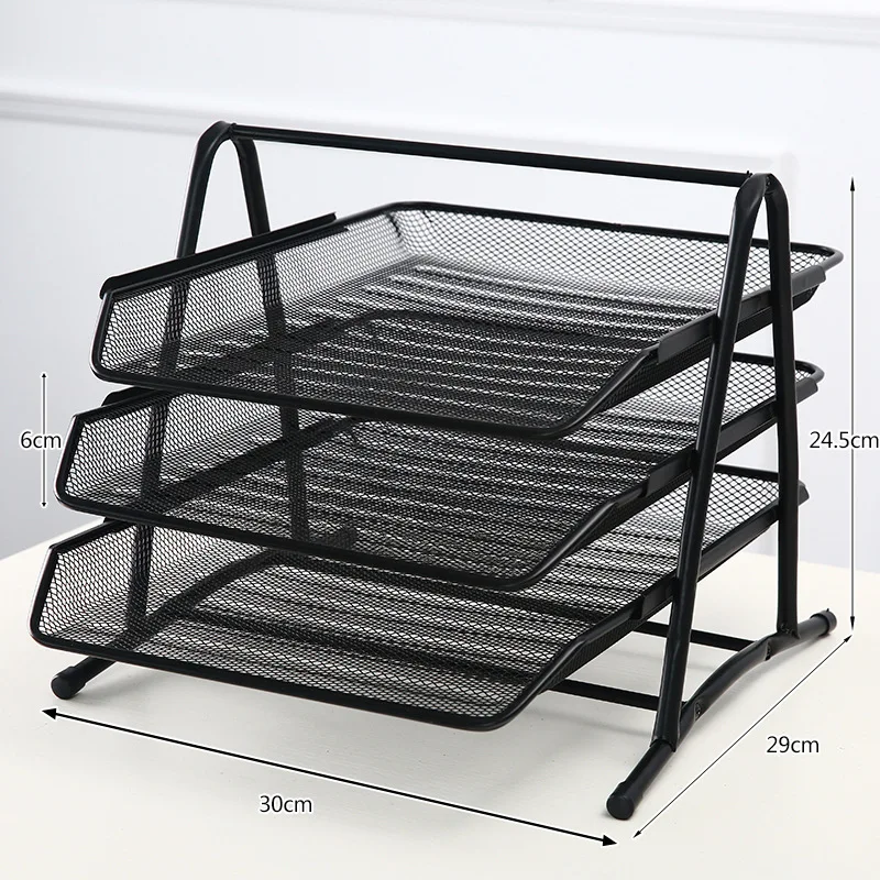 

Stretchable 3-Tier Home Office Desk Organizer A4 Paper Document File Tray Book Shelf Portable Metal Wire Mesh Storage Holder