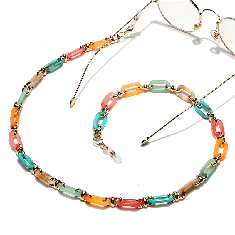 

Delicate Candy Color Acrylic Reading Glasses Chain Hanging Neck Chains Glasses Cord Resin Sunglasses Largands Strap
