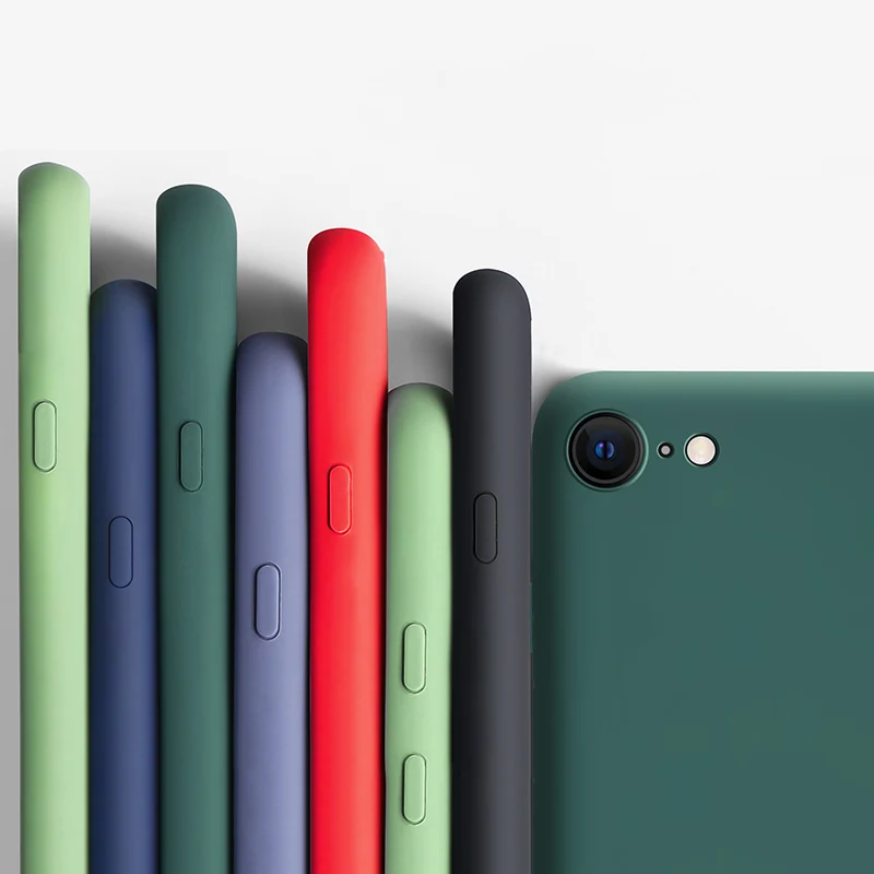 Жидкий силиконовый чехол для iphone SE 2020 ударопрочный бампер с полным покрытием