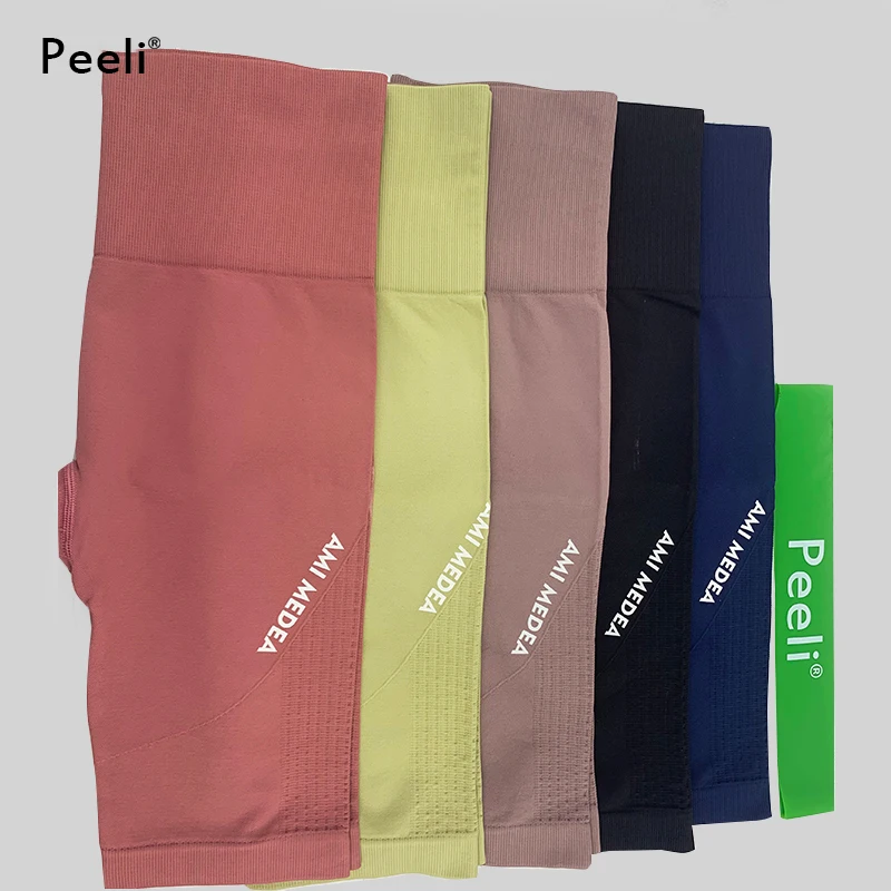 

2020 High Waist Seamless Yoga Shorts Women Fitness Clothing Push Up Hip Gym Shorts Sports Letter Print Workout Short Leggings