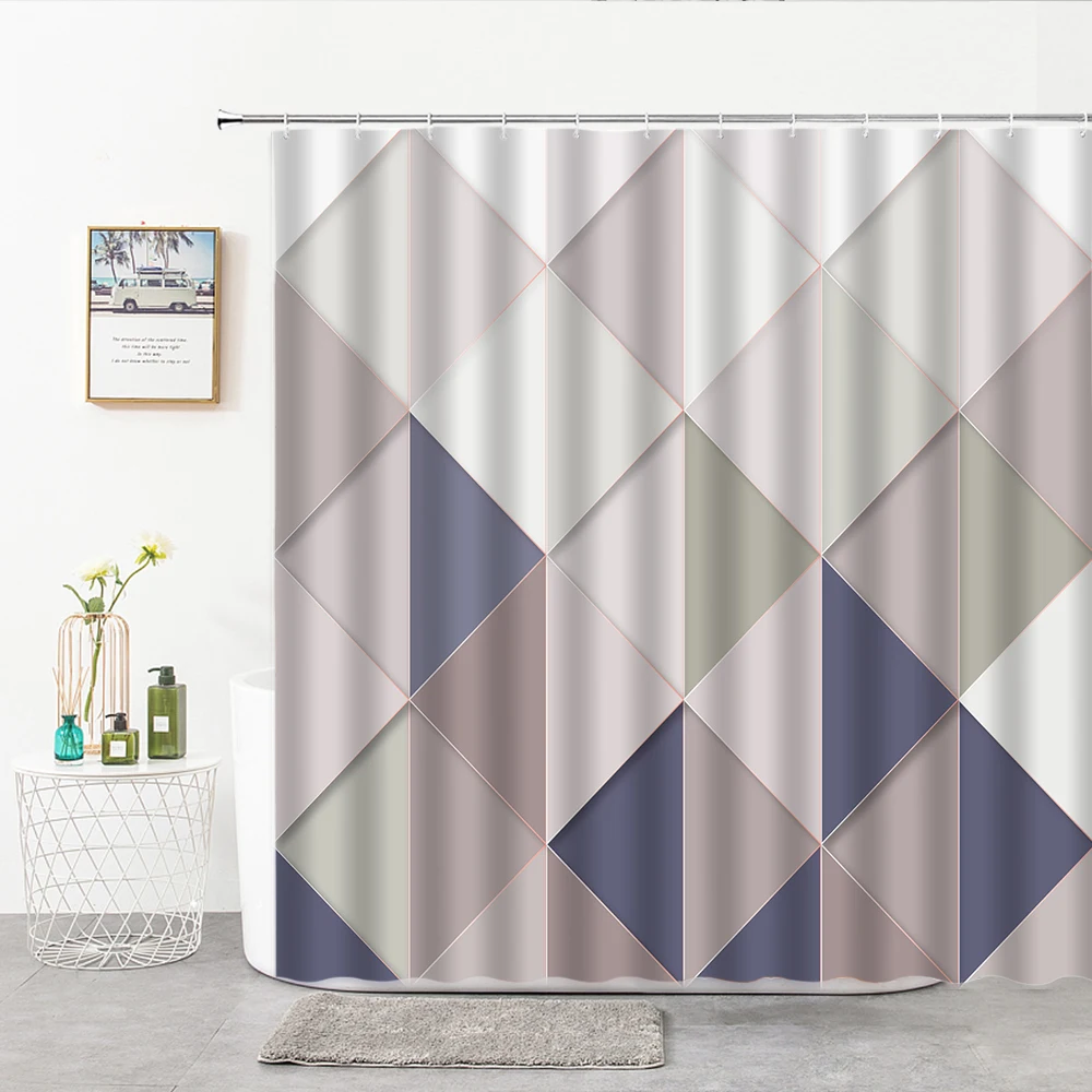 

Geometric Colorful Checkered Shower Curtain Line Background Home Decor Wall Covering With Hook Bath Curtains Bathroom Supplies