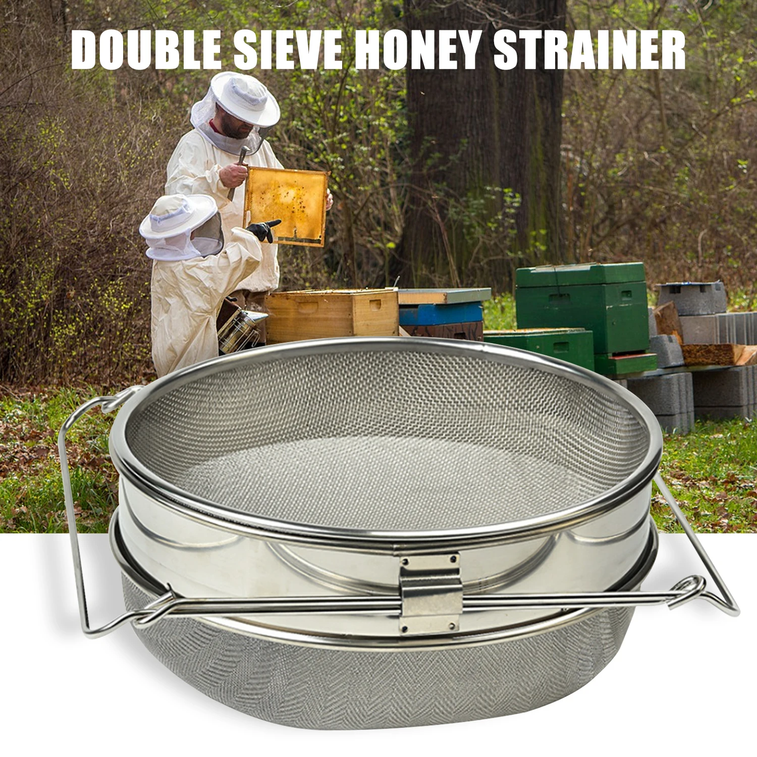 

Double Sieve Honey Strainer Honey Strainer Stainless Steel Bucket Honey Strainer for Honey Extraction Beekeeping Equipment