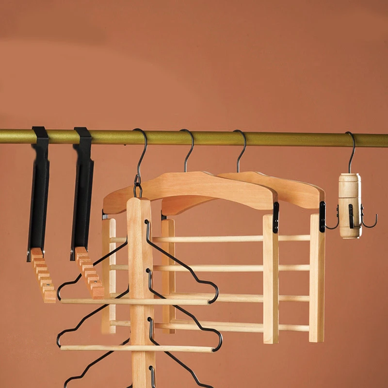 

Wooden Clothes hangers hooks Tie storage rack Pants hangers Door hanger Multifunctional Clothes Hanger Storage set save space