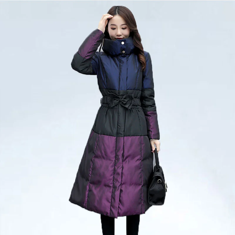 

Женское зимнее пальто, повседневное модное хлопковое пальто, прошитая, простая куртка, темпераментная, тонкая, теплая, парка с высоким ворот...