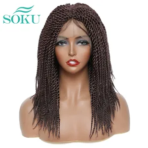 Twist Braids Wig Braid Wigs With Baby Hair For Black Women SOKU Middle Part Box Braid Lace Front Wig Synthetic Braiding Lace Wig