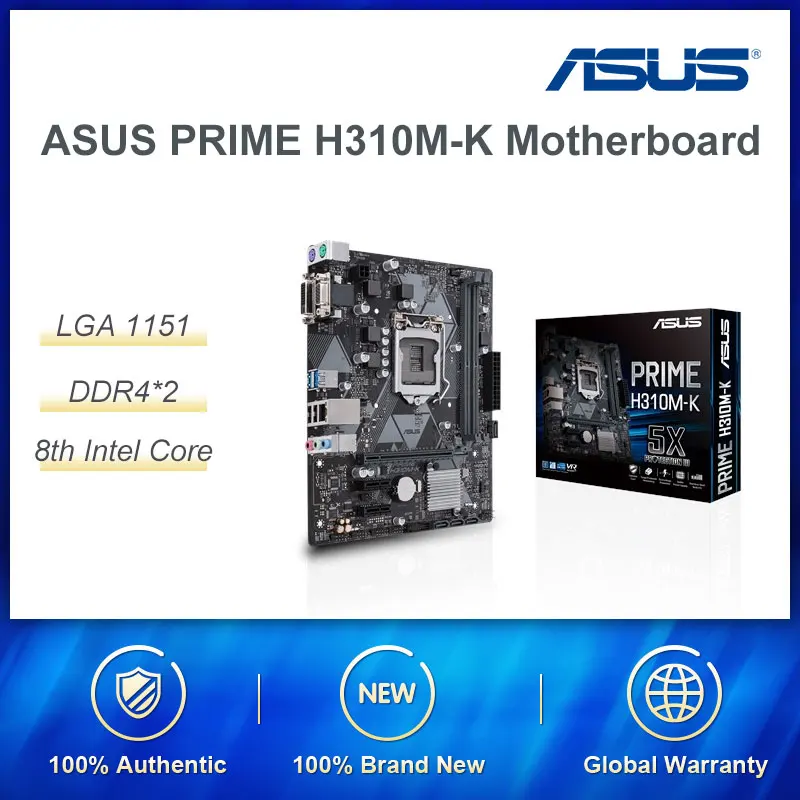 ASUS PRIME H310M-K R2.0 Intel H310/LGA 1151 игровая материнская плата с поддержкой Windows7 Front USB3.1
