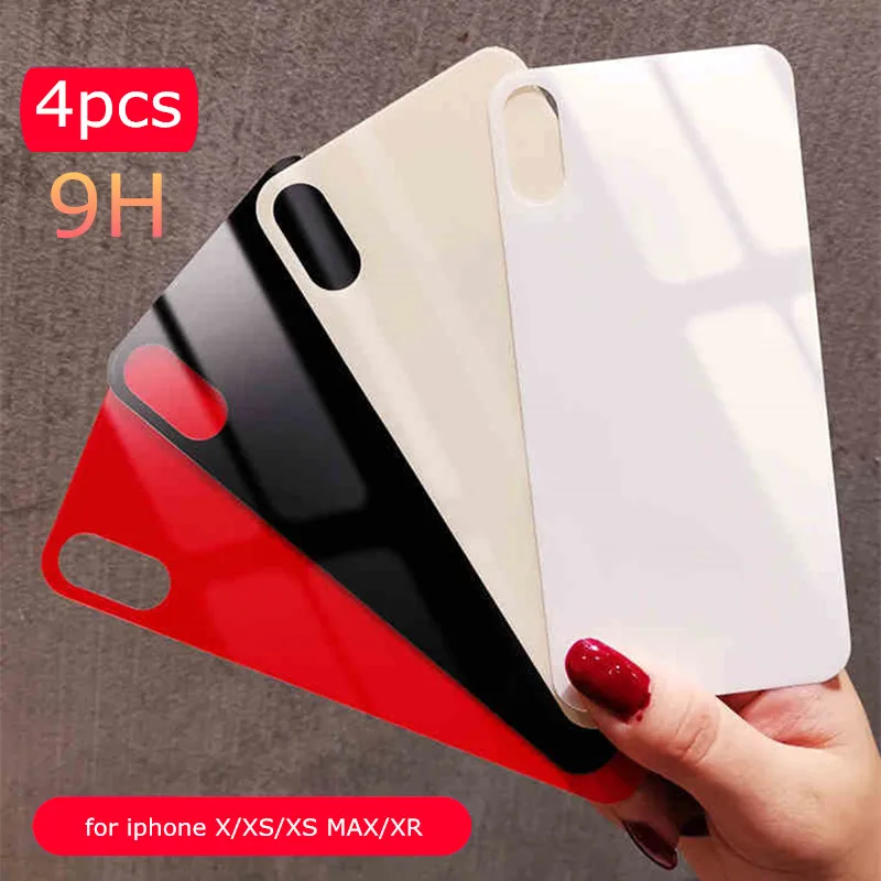 

4pcs 9H Tempered Glass Mobile Phone Back Films for iphone X XS MAX XR Phone Back Full Cover Film Protector for iphone 12 11 pro