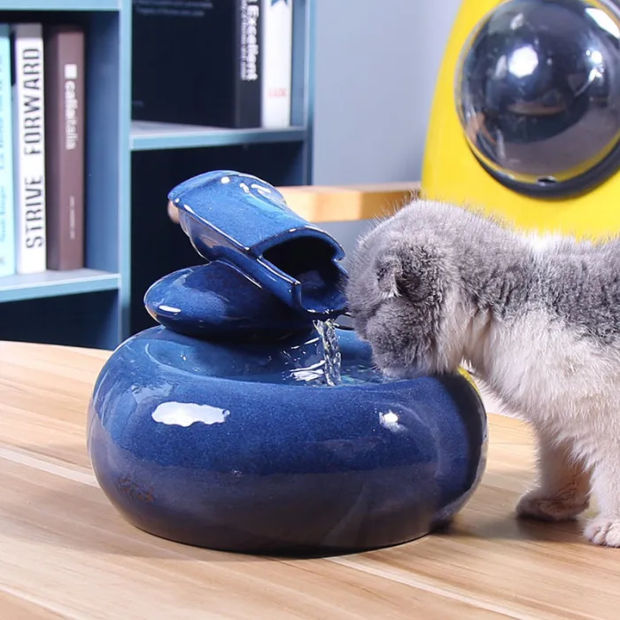 Cat Ceramic Water Fountain Automatic Pet Drinking Fountain Quiet Electric Automatic Circulation System Water Dispenser P7Ding