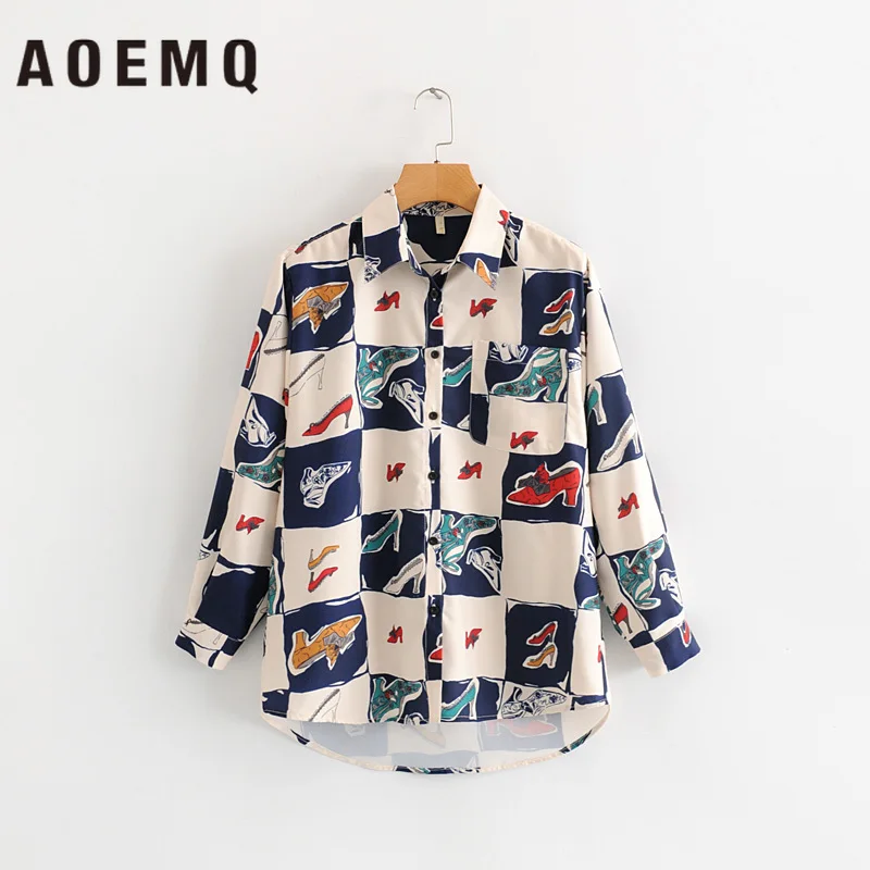 AOEMQ/модные бежевые рубашки Женская одежда Блузка принцессы с бантом на высоком