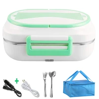 12v and 220v dual use portable electric heating food warmer container heater lunch box stainless steel eu plug dinnerware set
