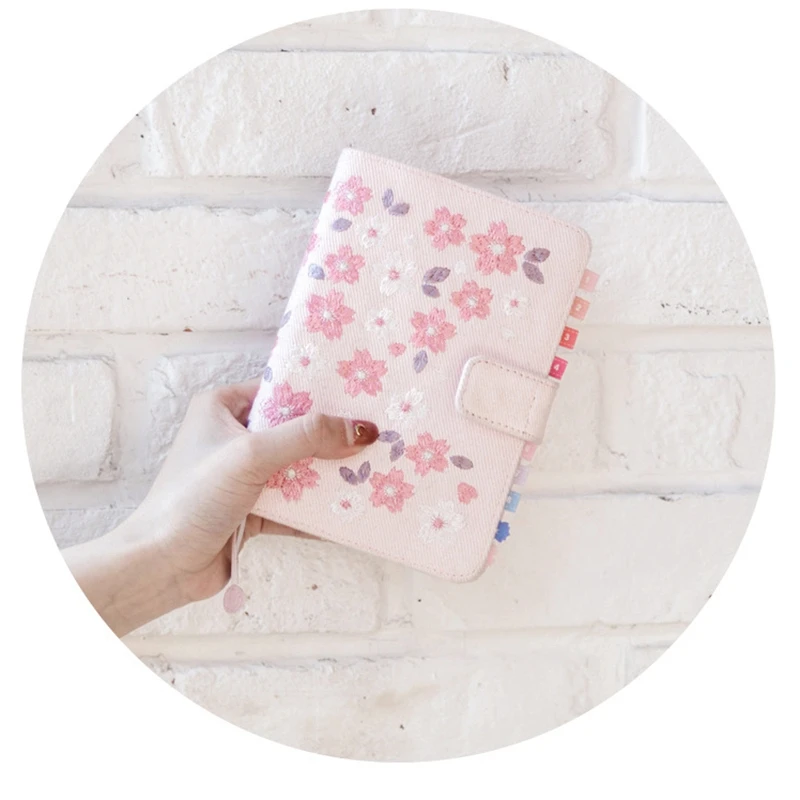 A6 Sakura Theme Floral Diary Book Cover Set Embroidery Notebook Travel Hand | Канцтовары для офиса и дома