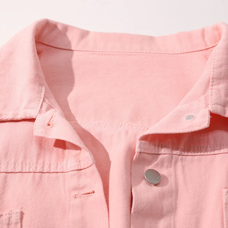 

Women Denim Coat New Spring and Autumn Jacket Korean Loose Short Jeans Outerwear Purple Pink Student Jacket Candy color bf Tops