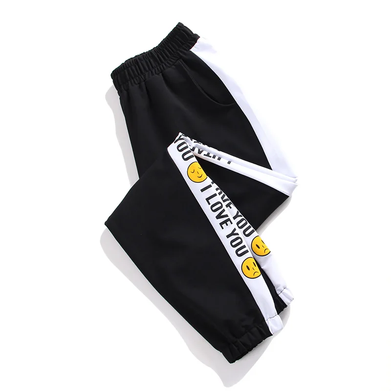 Женские свободные шаровары повседневные Черные спортивные брюки большого