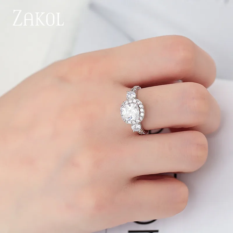 ZAKOL изысканное ювелирное модное квадратное Хрустальное свадебное и обручальное