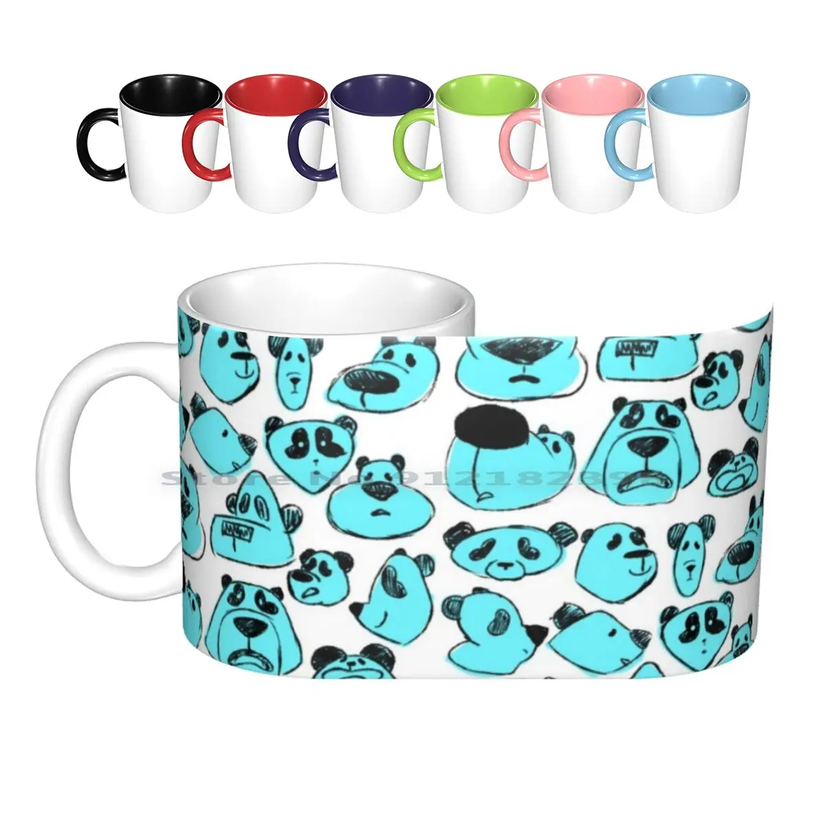 

Керамические кружки с изображением милой панды, кофейные чашки, Кружка для молока и чая, мультяшный рисунок панды, черного цвета