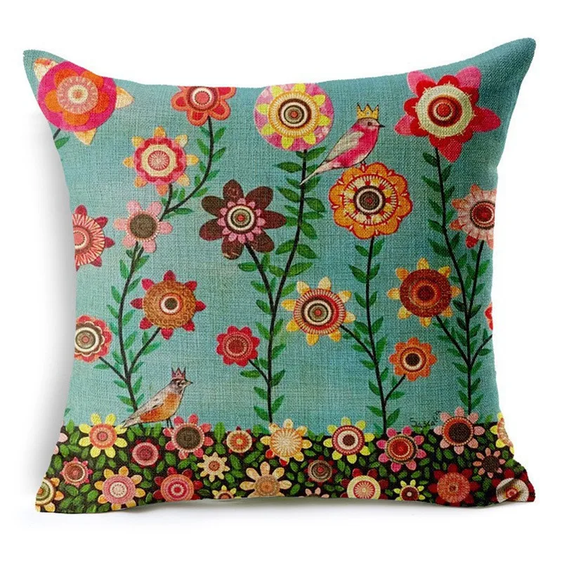 

45x45cm cozy couch Cushion colorful Trees Printed home sofa pillow Bed Home Decorative Pillow cotton linen Fundas Para Almofadas