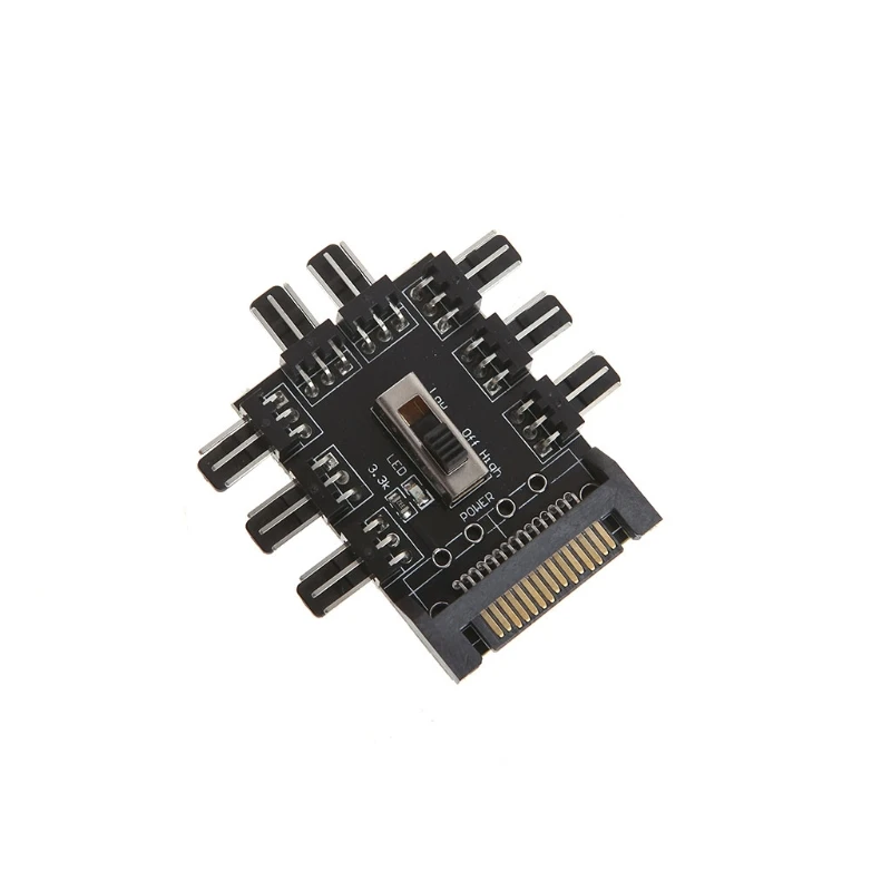 

Computer SATA 1 To 8 Way Splitter Cooling Fan Hub 3-Pin 12V Power PCB Adapter T21A
